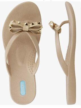 Oka-B Chase Studded Flip Flop ~Made in America~ SZ 37 US 7 Chai